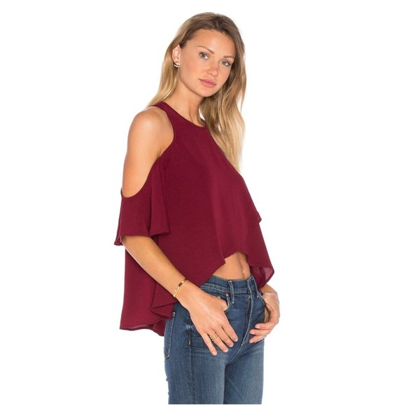 The Fifth Label Burgundy Cold Shoulder Top - XS - Picture 2 of 5